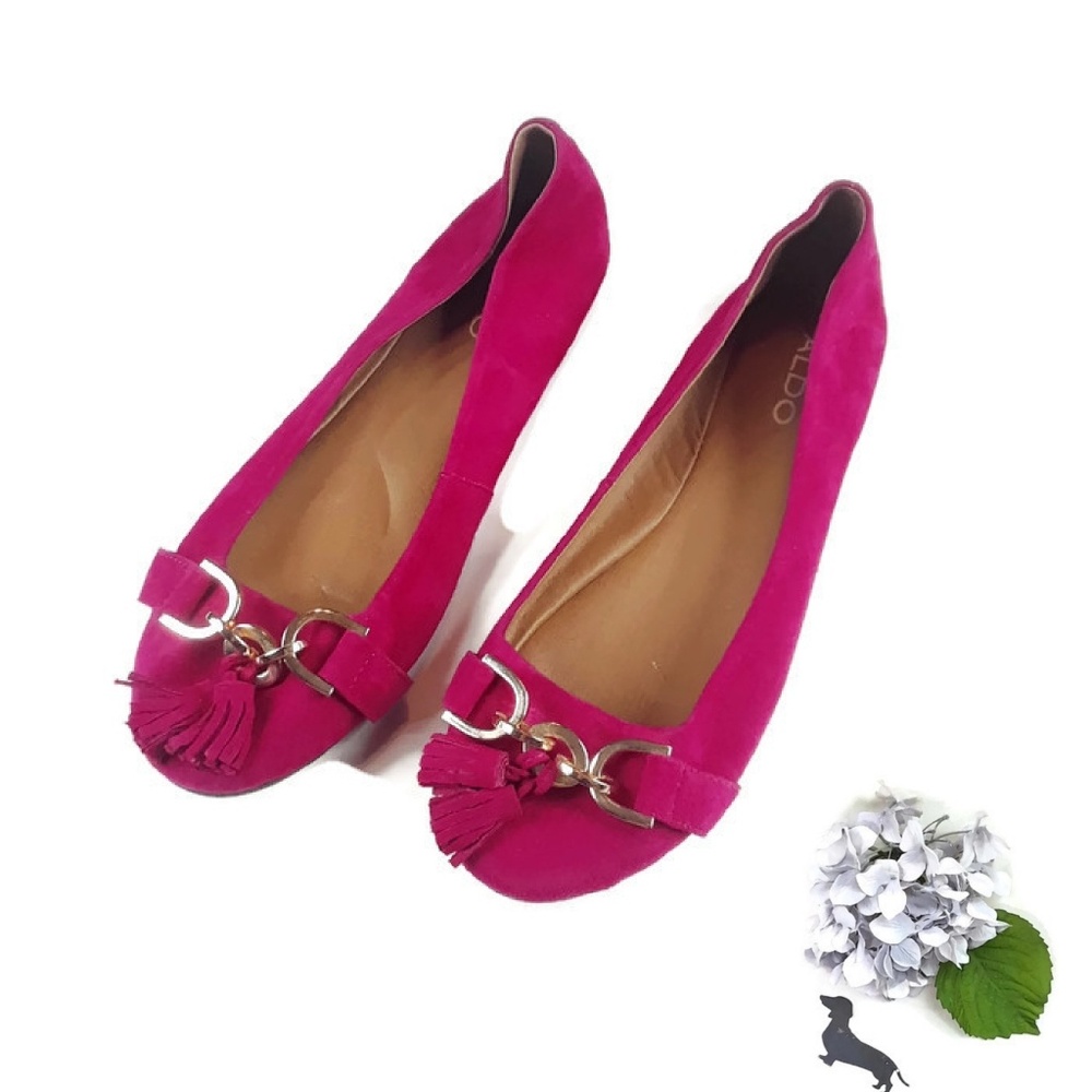 Aldo pink/fuschia leather loafers Sz 7.5